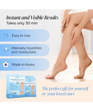 PLANTIFIQUE Foot Moisturiser Socks Hydrating Foot Mask 4Pack (with Box) Hydrating Socks for Soft Heels Intense Moisturizing and Repairing Dry Rough Skin Foot Care Korean Skincare Mask Foot Spa 4 Pack - Buy Online on SooperMarket.com