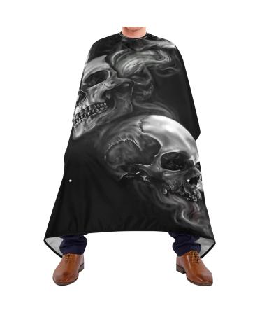 Three Skulls Barber Cape for Men and Women Adjustable Neckline Hair Cutting Kits Lightweight Waterproof Barber Apron Perfect for Salon & Home 55.1x64.9 inch