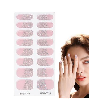 Semi-Cured Nail Wraps Natural Gloss Gel Nail Strips | Adhesive Nail Polish Strips Fingernail Manicure Stickers Salon-Quality Finish Easy Application