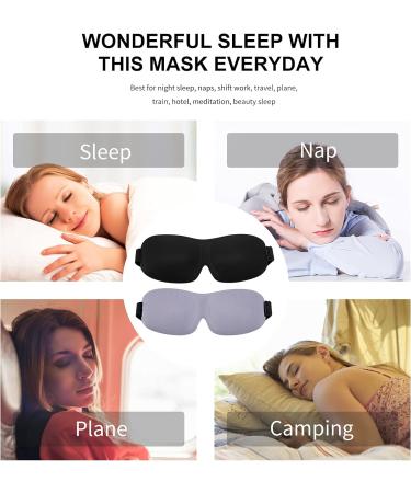 Relax Melodies Blackout Eye Mask 2 Pack - Adjustable 3D Contoured Cotton Sleeping Mask for Men and Women - Ideal for Travel - Purple & Black - Buy Online on SooperMarket.com