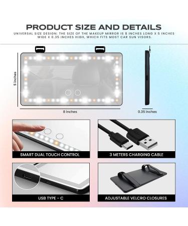 Espejo de Tocador con Visera Solar para Autom vil Recargable - 60 LED, 3 Modos de Luz - Negro - Buy Online on SooperMarket.com