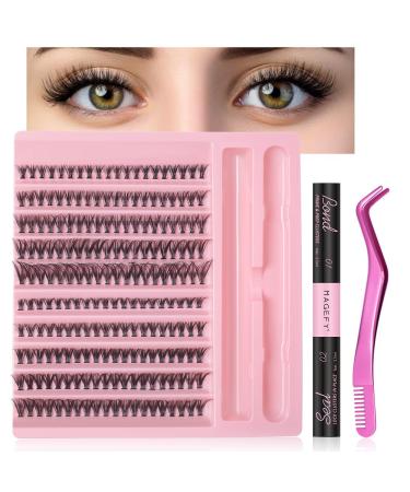 DIY Lash Extension Kit 200pcs Individual Lashes Cluster 30D+40D 8-16mm Mix Lash Clusters D Curl Eyelash Extension Kit Eyelashes Clusters with Lash Bond and Seal and Lash Applicator Tool