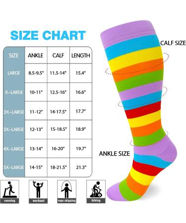WHOTAY Plus Size Compression Socks Wide Calf for Women 20-30mmHg - Green 3-Pairs XX-Large - Buy Online on SooperMarket.com