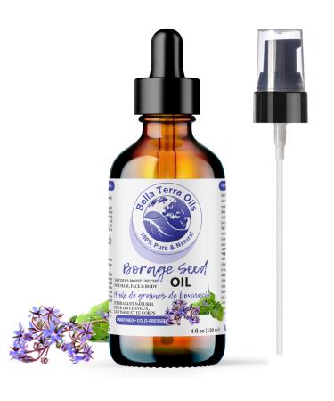 Bella Terra Oils Borage Seed Oil. 120ml. 100% Pure. Cold-pressed. Unrefined. PA-free. Hexane-free. Rich in GLA. Natural Moisturizer for Skin Hair. 120 ml (Pack of 1)