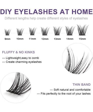 Individual Lashes Extension Kit - 77 Wide-Stem 9-15mm Mix False Eyelashes with Glue & Applicator - DIY Natural Cluster Lashes Extensions Kit - Portable for Home/Outing - W-7 Light Suit (1 count) - Buy Online on SooperMarket.com