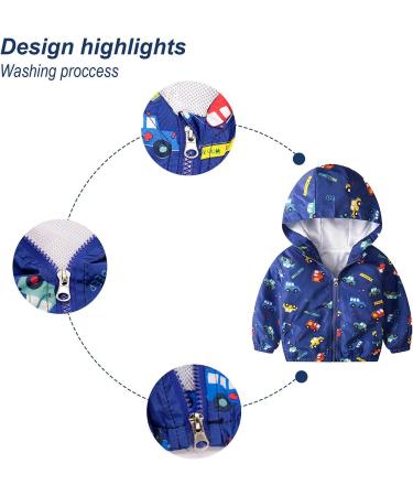 JinBei Hooded Toddler Jacket | Waterproof Windbreaker for Boys | Sunscreen Outwear Raincoat | 1-7 Years | 110 Voiture - Buy Online on SooperMarket.com
