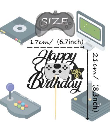 Sumerk 1PC Video Game Happy Birthday Cake Topper Level Up Cake Toppers Game On Level Up Winner Party Decoration for Boys Kids Baby Shower for Game controller Themed Party Favors (Silver) Sliver - Buy Online on SooperMarket.com