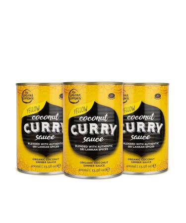 The Coconut Company Organic Yellow Coconut Curry Sauce Perfect for pouring over vegetables noodles or your favourite dish Sweeter Note and Slightly Spicy 400ml (Pack of 3)