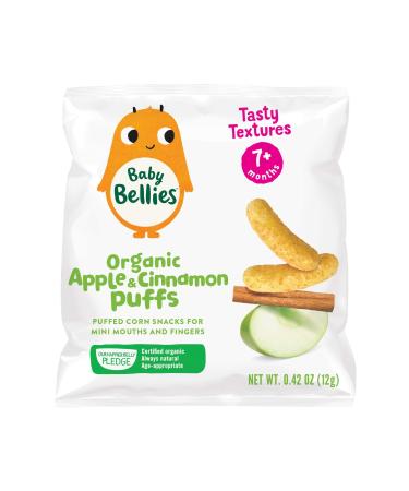 Baby Bellies Organic Puffs Baby Snack, Apple & Cinnamon, Pack of 6 Individual Snack Packs