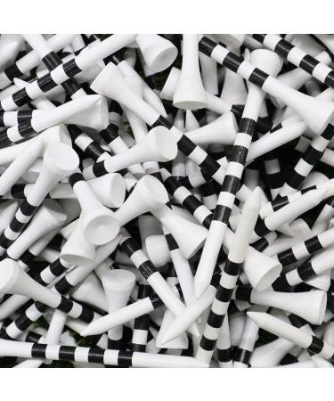 FINGER TEN Golf Tees Wood 3 1/4 2 3/4 Inch Wooden Bamboo 50/120 Count Durable Biodegradable Colored Bulk Tee 70mm 83mm White&Black 2 3/4 Inch(120 Pack)