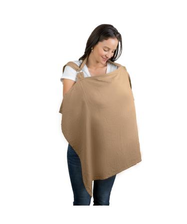 Muslin Nursing Cover for Baby Breastfeeding Soft & Breathable Cotton Breastfeeding Cover for Mom with Rigid Hoop for Mother Nursing Apron by Comfy Cubs (Cedar)