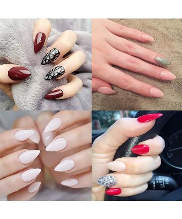 600PCS Transparent Stiletto False Nails - Short Artificial Acrylic Nail Set for DIY Nail Art - Buy Online on SooperMarket.com