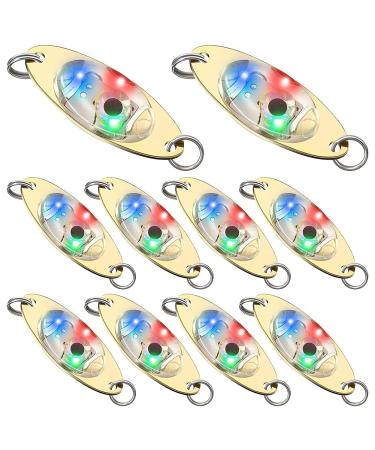 OUHUAN 10pcs LED Fishing Lure Fishing Underwater Blinker Halibut Flasher Trolling Deep Drop Fishing Light