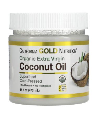 Organic Coconut Oil, Extra Virgin, Unrefined, Certified USDA Organic, Cold-Pressed, Non-GMO, BPA-free bottle, 16 fl oz (473 ml) 16 Fl Oz (Pack of 1)