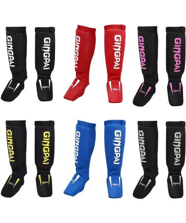 Combat Sports Washable MMA Shin & Instep Guards - Premium Leg Protective Gear for Wrestling, Sparring, Muay Thai, Kickboxing & Karate - Black Pink, Medium - Buy Online on SooperMarket.com