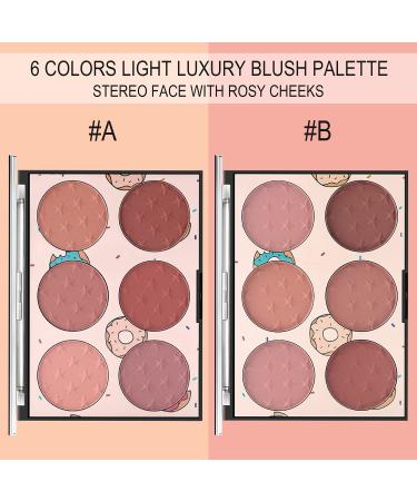 KAYNEST 6 Colors Matte Blush Palette with Marble Makeup Brush - Rose Pink Light-Luxury Contour & Highlight Face Palette (#B) - Buy Online on SooperMarket.com