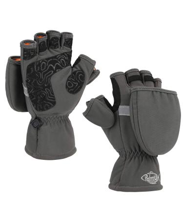 Palmyth Ice Fishing Gloves Convertible Mittens Flip Fingerless Mitt with Thinsulate 3M Warm for Cold Weather and Winter Men Women Photography Running Camera Gray X-Small