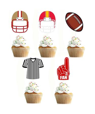 20Pcs American Football Cupcake Topper Rugby Ball Cupcake Topper Super Rugby Sports Theme Cake Decorations For Baby Shower Birthday Party Supplies