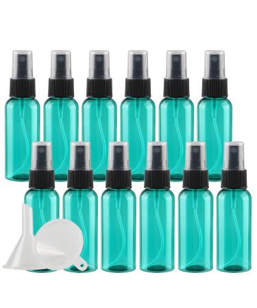 TIANZD 24 Pieces Empty 50 ml Green PET Plastic Fine Mist Pump Spray Bottles with Black Top Portable Sprayer for Perfume Water Cosmetic Travel Containers Refillable 2x Funnel