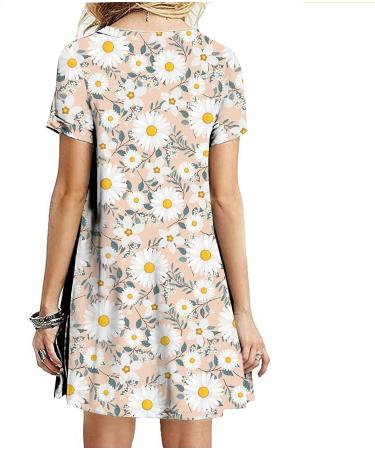ZSDVBZS Summer Dress 2023 - Casual Loose Short Sleeve T Shirt Dress for Women - Boho Swing Beach Cover Up - Pink - X-Large - Buy Online on SooperMarket.com