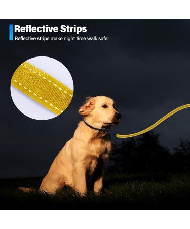 Loutep Reflecting Training Lines for Dogs - Extra Long Leash in 3m 5m 10m 15m 20m 25m 30m - Strong Nylon Rope with Padded Handle for All Sizes - 20m Yellow Reflecting Dog Leash - Buy Online on SooperMarket.com