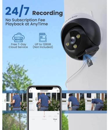 MUBVIEW 2K Security Camera Outdoor Security Cameras with 360 PZT View 2.4G WiFi Wired Home Surveillance Cameras Color Night Vision Motion Detection Siren 2 Way Talk 24/7 Works with Alexa 1 Count (Pack of 1) - Buy Online on SooperMarket.com