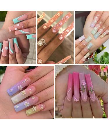 BAIYIYI 3D Flower Nail Charms & Caviar Beads Set - DIY Nail Decoration Kit with Pickup Pencil, 6 Colors - Acrylic Resin Flowers & Metal Ball Beads for Nail Art - Buy Online on SooperMarket.com