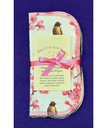 Kids Lunchbox Napkins 5-Pack - Owls & Birds Fun Flannel Washable 8x8 inches - Little Wipes (R) Flannel - Buy Online on SooperMarket.com
