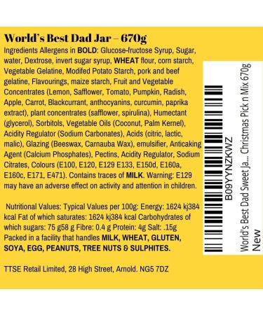 World's Best Dad Sweet Jar Fathers Day Sweets Birthday & Christmas Pick n Mix 670g - Buy Online on SooperMarket.com