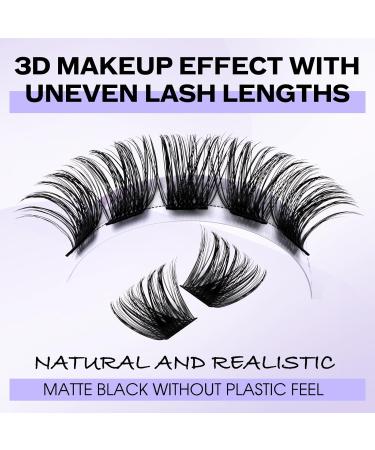Lash Clusters DIY Eyelash Extensions - C/D Curl 8-16mm Mixed Soft & Wispy Individual Lashes for Volume | Matte Black Cluster Lashes - Buy Online on SooperMarket.com