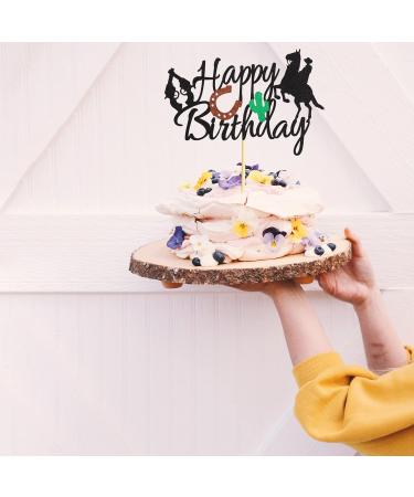 Arthsdite Cowboy Happy Birthday Cake Topper Little Cowboy Cake Topper Boot Shooting Western Theme Cake Decorations Black Glitter Decors for Kids Boy Men Birthday Party Supplies - Buy Online on SooperMarket.com