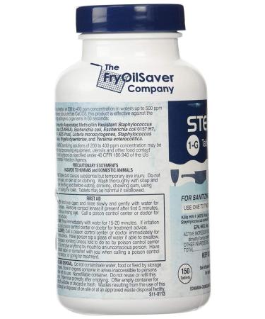 Quaternary Sanitizing Tablets 150 ct. Bottle | Kills E-Coli, HIV, Listeria | Food Contact Surface Sanitizer | Includes 15 QT-10 Test Strips - Buy Online on SooperMarket.com