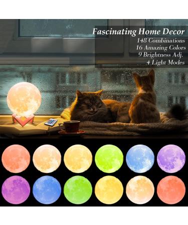 Mydethun 2024 LED 3D Moon Light - 16 Colors Wooden Base Remote Control USB Charging - Perfect Mother's Day Gift & Bedroom Lamp for Kids & Home D cor - Buy Online on SooperMarket.com