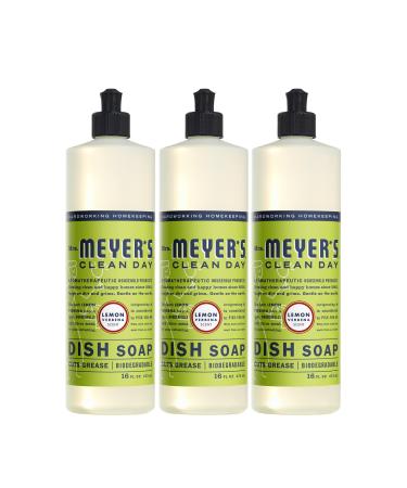 Mrs. Meyer's Liquid Dish Soap, Biodegradable Formula, Lemon Verbena, 16 fl. oz - Pack of 3