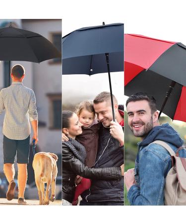 NINEMAX 62 Inch Large Golf Umbrella - Windproof Double Canopy Vented Oversized Adult Umbrella in Black - Buy Online on SooperMarket.com