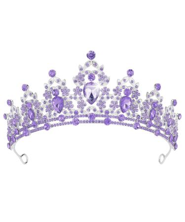 Tiaras for Women  Didder Crystal Crown Purple Tiara Crowns for Women  Tiaras for Girls Silver Princess Crown Wedding Tiaras and Crowns for Women Brides Birthday Party Christmas Light Purple