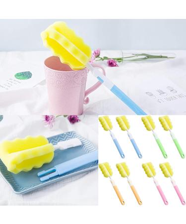 8-Piece Foam & Bottle Cleaning Brush Set for Baby Bottles & Cups - Orange Blue Green Pink - Buy Online on SooperMarket.com