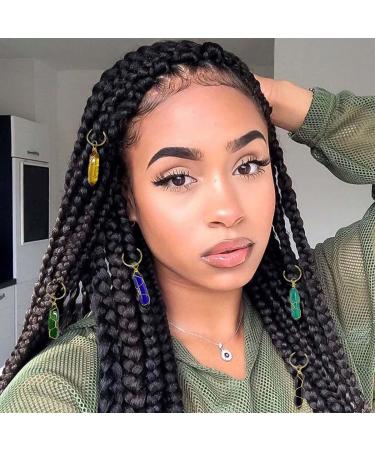 Crystal Hair Jewels for Braids: Gold Natural Stone Loc Jewelry for Black Women (Pack of 5) - Buy Online on SooperMarket.com
