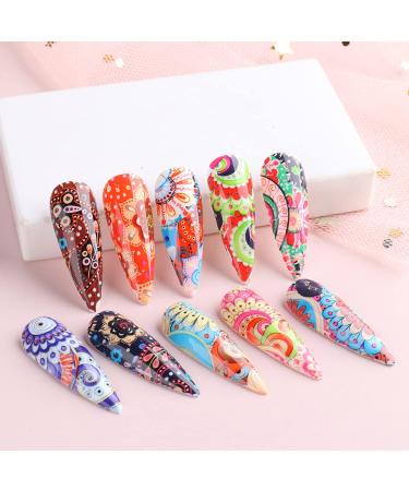 Holographic Nail Foil Transfer Stickers - Colorful Bohemian Designs for Manicure DIY - Buy Online on SooperMarket.com