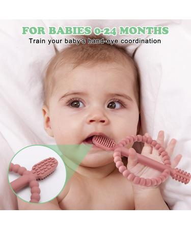 Buy BPA-Free Baby Biting Toys - 2 Pack Silicone Teething Rings for Kids Gum Massage - Bright Green & Caramel - Buy Online on SooperMarket.com