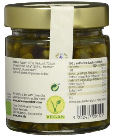 Buy MANI Organic Capers in Olive Oil - Pack of 2 (2 x 180g) | International Shipping Available - Buy Online on SooperMarket.com