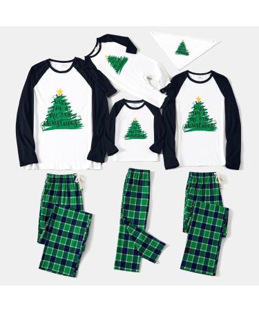 IFFEI Christmas Matching Family Pajamas Set - Xmas Letter Print Tops and Plaid Pants Sleepwear for Women Men Kids Baby Pet - Green/Tree - Buy Online on SooperMarket.com
