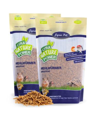 Lyra PET |2 kg of mealworms dried |Proteinative bird feed |For wild birds rodents reptiles & fish |Nutritious feed |Energy dispenser for insect eaters |Vitamins & minerals