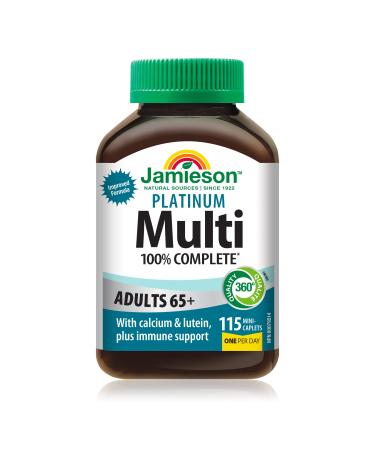 Jamieson 100% Complete Multivitamin Platinum for Adults 65+ with Calcium Lutein & Immune Support
