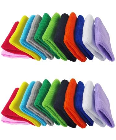 NSBELL 24PCS Colorful Sports Wristbands Cotton Sweatband Wristbands Wrist Sweatbands Wrist Sweat Bands for for Men and Women, Good for Tennis, Basketball, Running, Gym, Working Out (12Pair)