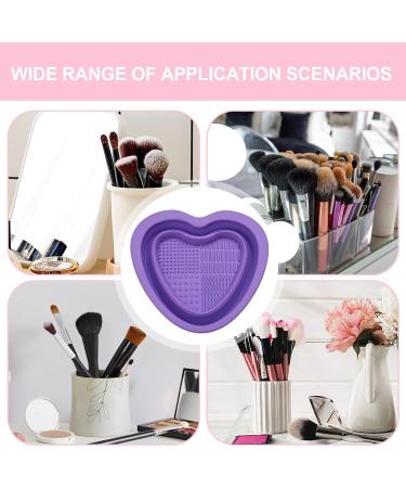 Bexdug Makeup Cleaning Bowl Heart Shape Silicone Makeup Brush Cleaning Mat Bowl | Portable Washing Tool for Brushes Sponges Makeup Cleaning Tools for Makeup Lovers Purple - Buy Online on SooperMarket.com