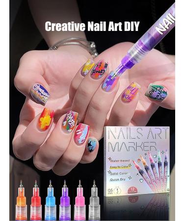 Buy 3D Nail Art Pens - 12 Colors Fine Tips for DIY Nail Designs | International Shipping Available - Buy Online on SooperMarket.com