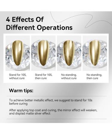 MIZHSE Gold & Silver Metallic Gel Nail Art - 3D Mirror Paint for Stunning French Designs | 7ML Soak Off Manicure Set - Buy Online on SooperMarket.com