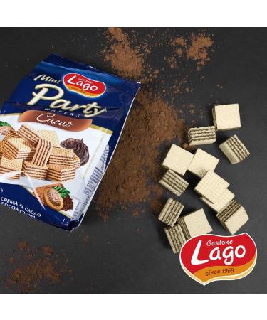 Lago Party Wafers Cocoa 250g | Contain Wafer Cubes with Cocoa Cream | From Italy | GMO and Palm Oil Free | Filled with Rich Tasty Cocoa Cream (Cocoa 250g 2 Pack) Cocoa 250g 2 Pack - Buy Online on SooperMarket.com
