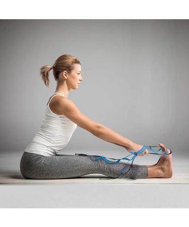 Yoga Stretch Strap with 10 Loops for Athletes and Dancers - Multi-Grip Fitness Pilates Belt in Black Blue - Buy Online on SooperMarket.com